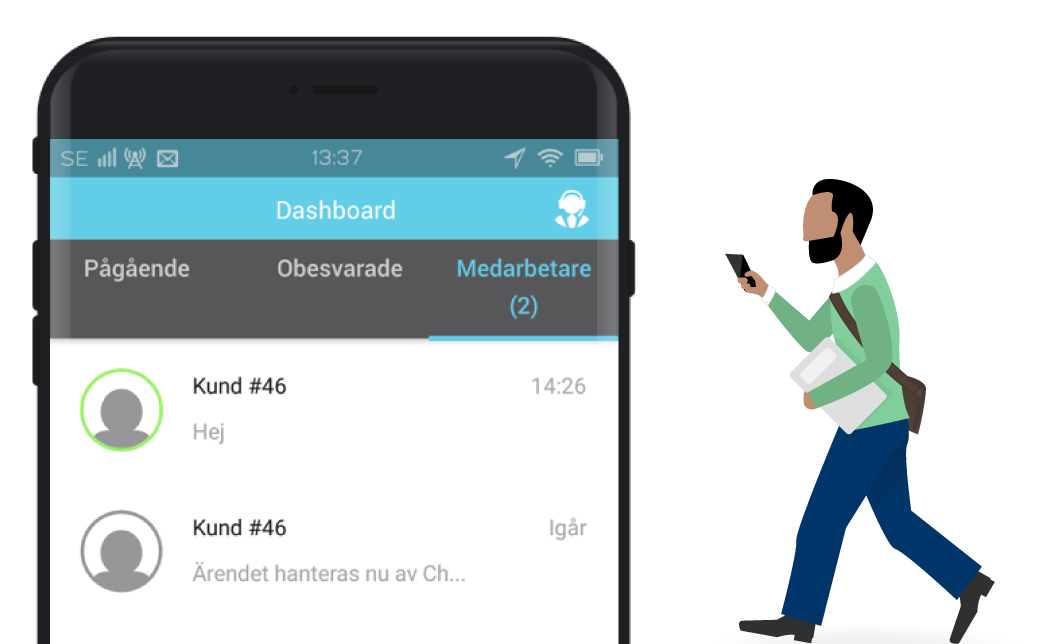 Exempel på hur Jibbers app kan se ut på en mobil