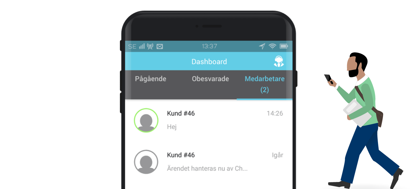 Exempel på hur Jibbers app kan se ut på en mobil