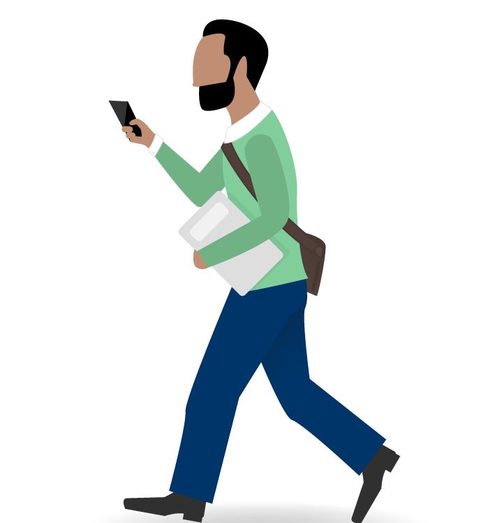 En företagare som använder Jibbers app på sin mobil